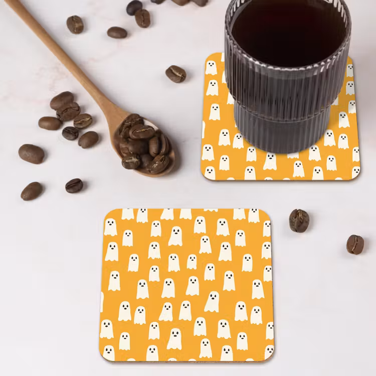 Halloween - Spookjes - Oker onderzetter kurk middel 366 -sfeer2