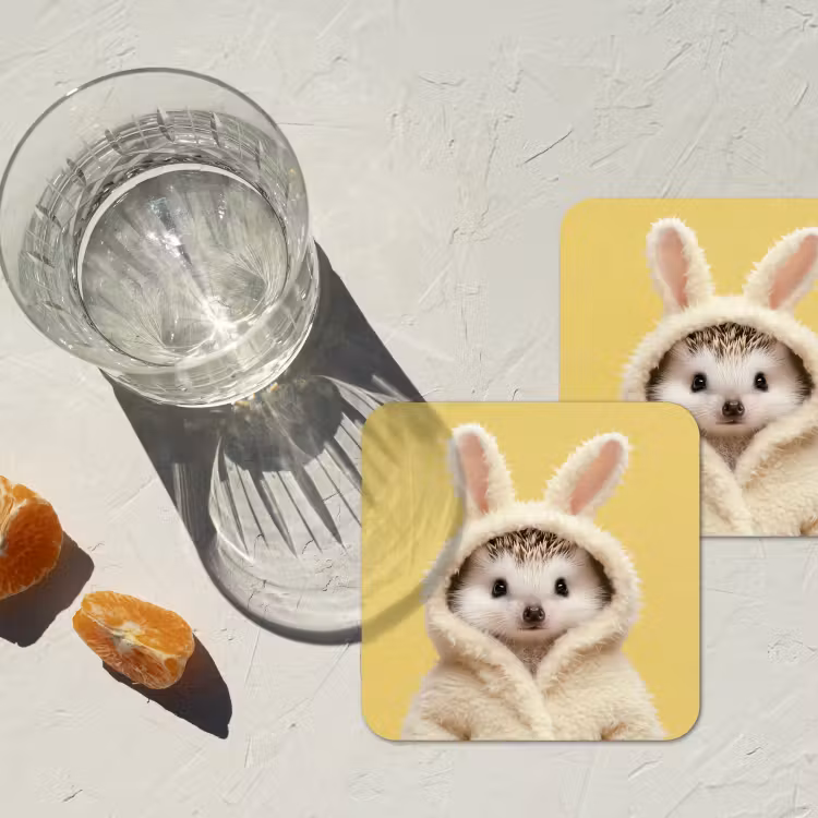 Egel - Paashaas - Kostuum onderzetter kurk middel -sfeer4