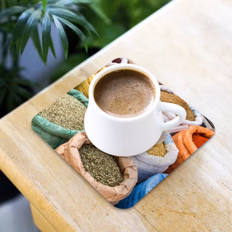 Coaster - Herbs - Bags - Market - Kruiden - Zakken - Markt onderzetter kurk middel