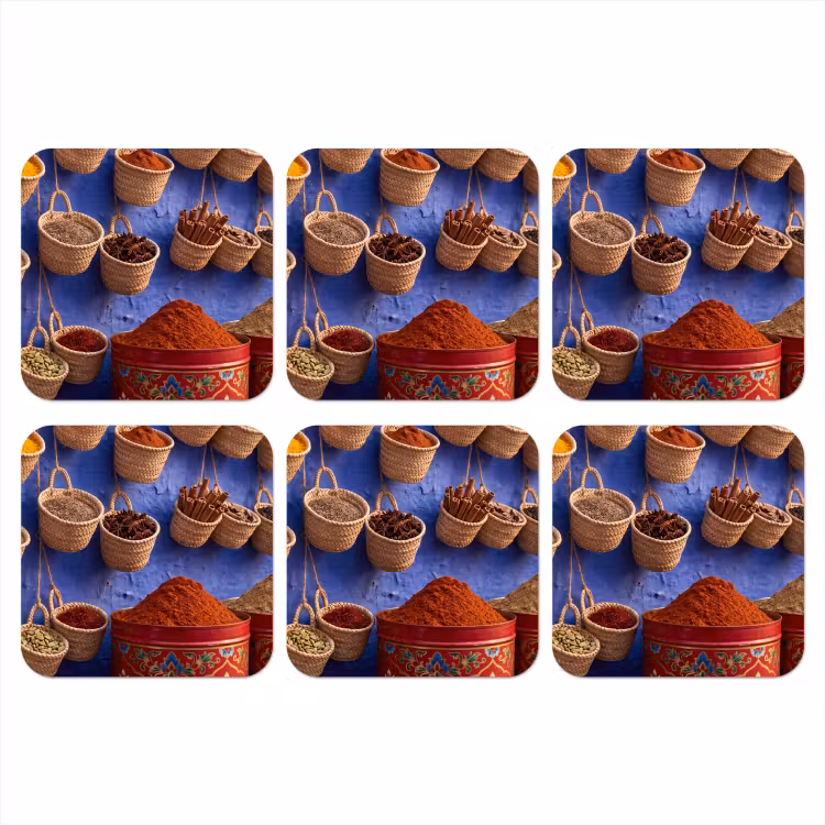 Coaster - Herbs - Baskets - Market - Kruiden - Manden - Markt onderzetter kurk middel
