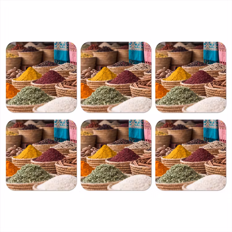 Coaster - Herbs - Baskets - Oriental - Kruiden - Manden - Oosters onderzetter kurk middel