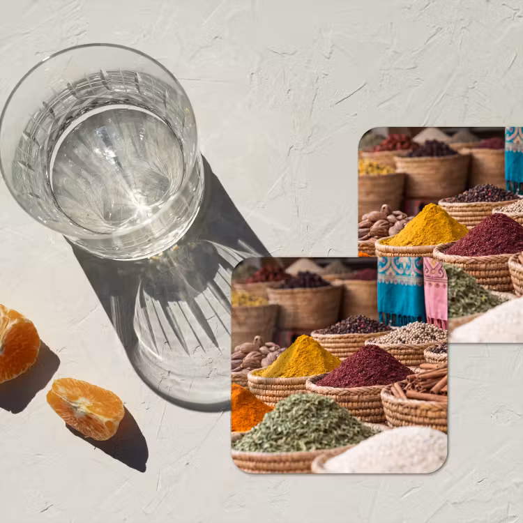 Coaster - Herbs - Baskets - Oriental - Kruiden - Manden - Oosters onderzetter kurk middel