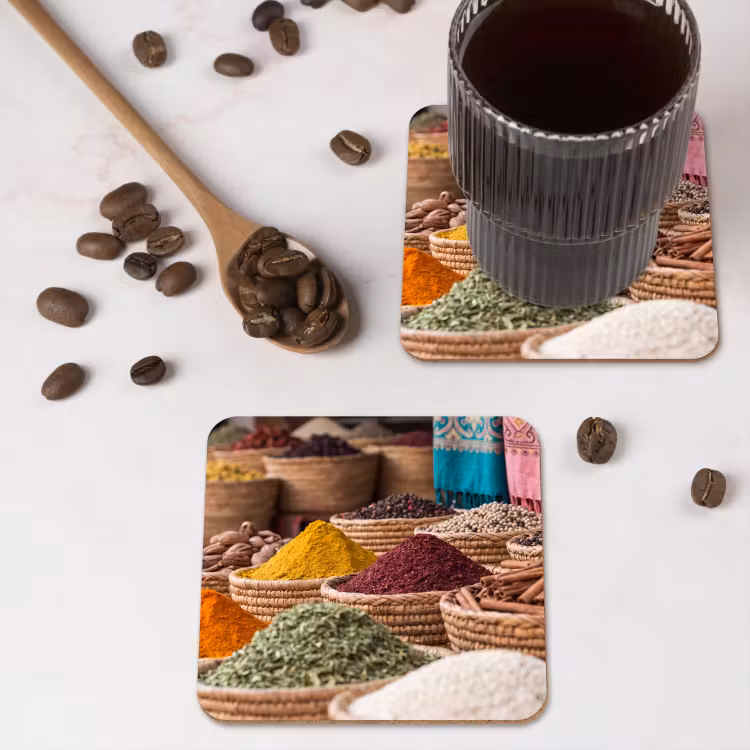 Coaster - Herbs - Baskets - Oriental - Kruiden - Manden - Oosters onderzetter kurk middel