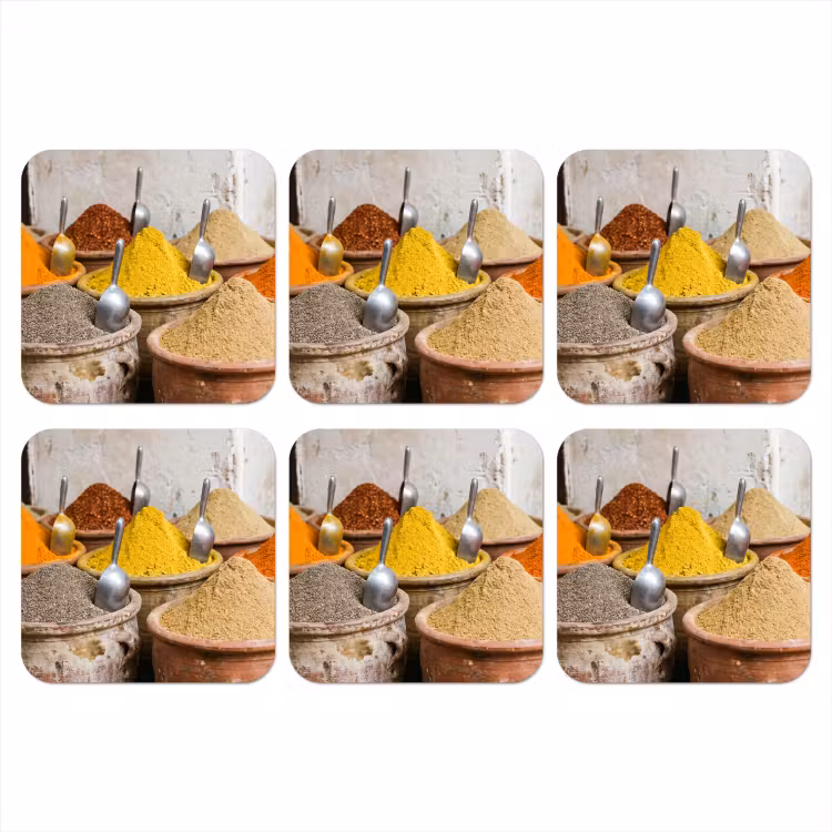 Coaster - Herbs - Jars - Asian - Kruiden - Potten - Oosters onderzetter kurk middel