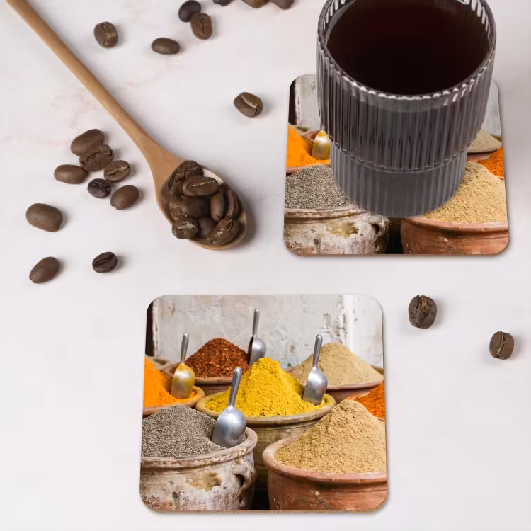 Coaster - Herbs - Jars - Asian - Kruiden - Potten - Oosters onderzetter kurk middel