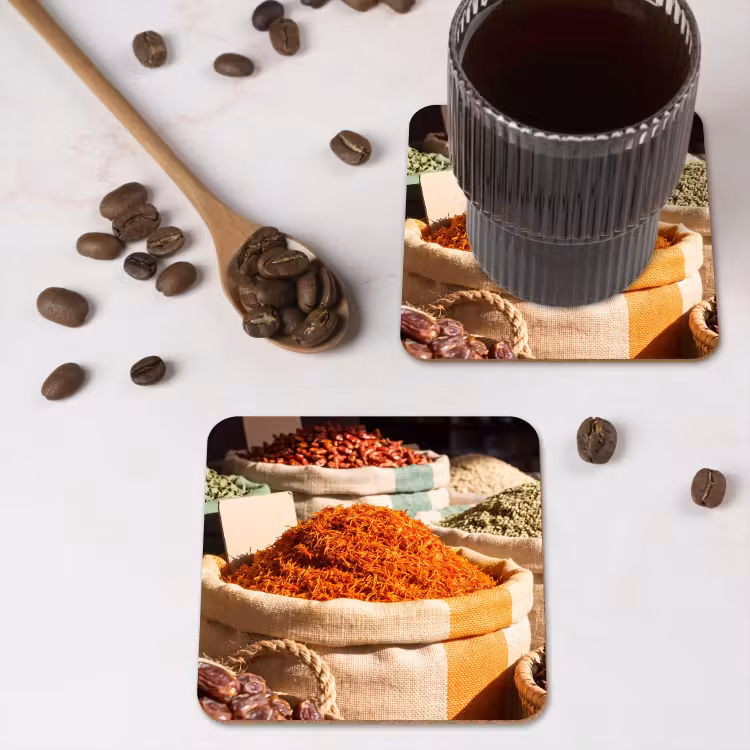 Coaster - Herbs - Market - Colorful - Kruiden - Markt - Kleurrijk onderzetter kurk middel