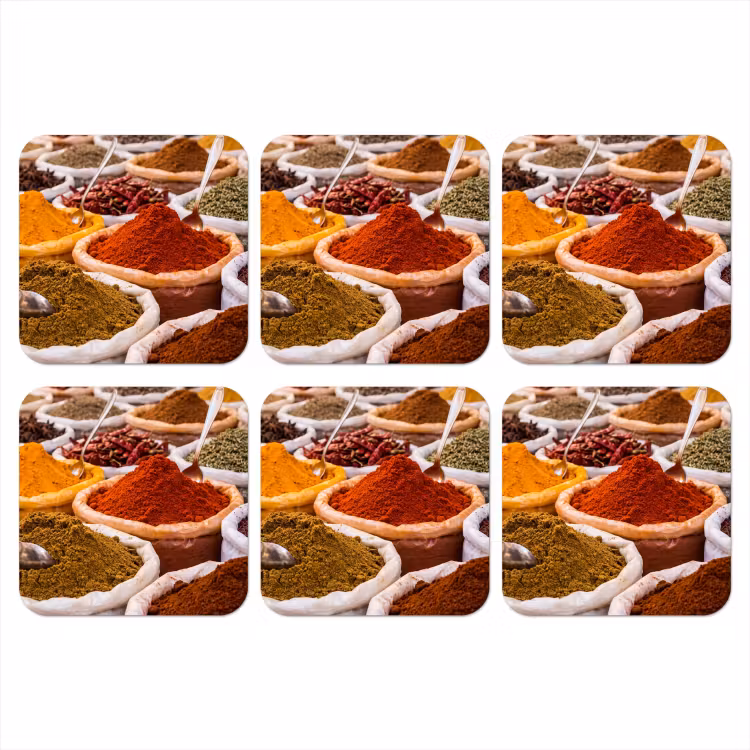 Coaster - Herbs - Market - Food - Kruiden - Markt - Eten onderzetter kurk middel