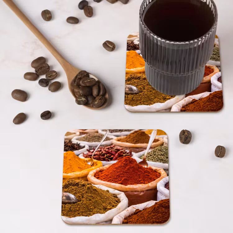 Coaster - Herbs - Market - Food - Kruiden - Markt - Eten onderzetter kurk middel