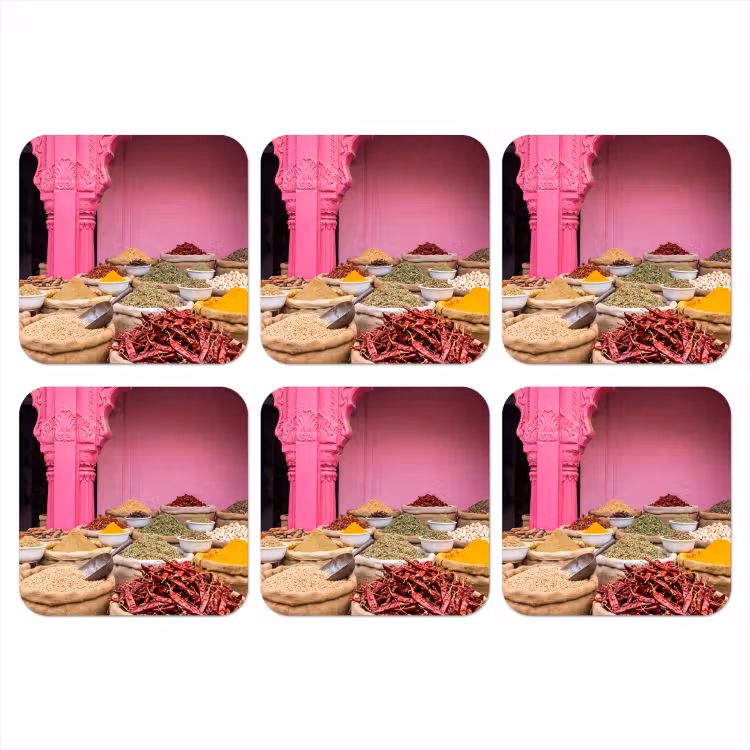 Coaster - Herbs - Market - Pink - Kruiden - Markt - Roze onderzetter kurk middel