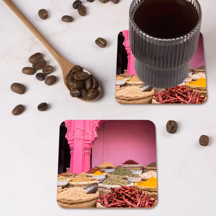 Coaster - Herbs - Market - Pink - Kruiden - Markt - Roze onderzetter kurk middel