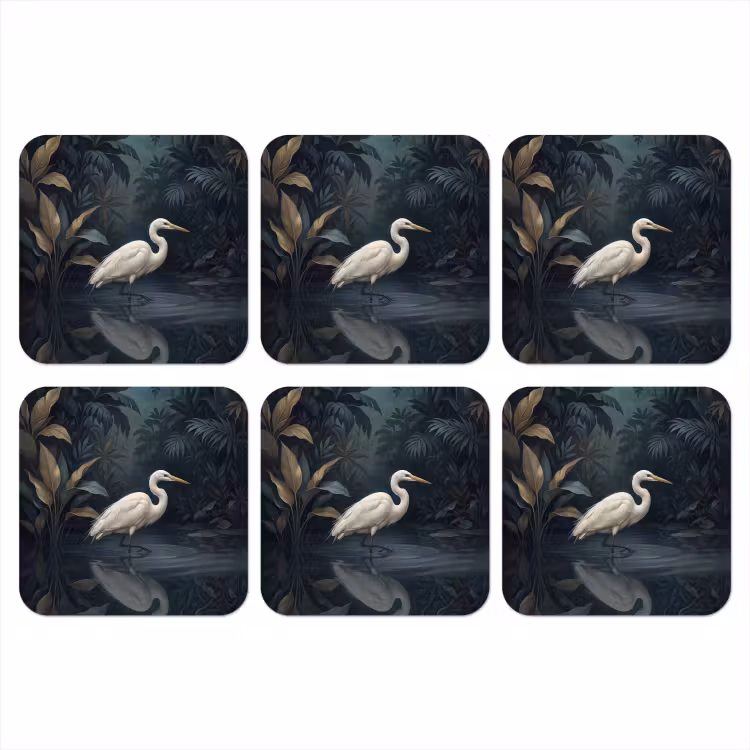 Reiger - Water - Natuur - Modern - Wit onderzetter kurk middel -3d