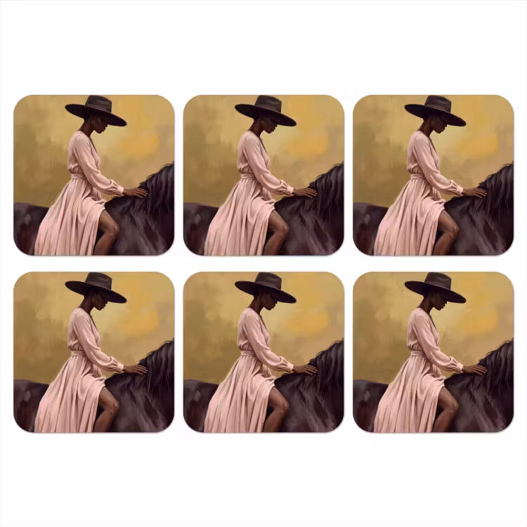 Paard - Klassiek - Oker onderzetter kurk middel -3d