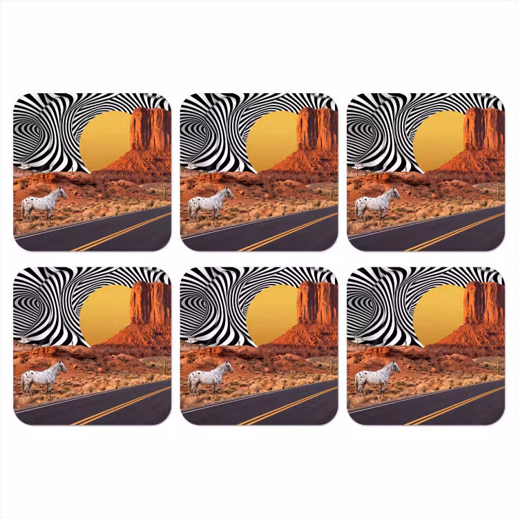 Coaster - Horse - Desert - Nature - Paard - Woestijn - Natuur onderzetter kurk middel