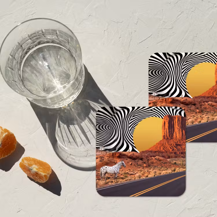 Coaster - Horse - Desert - Nature - Paard - Woestijn - Natuur onderzetter kurk middel
