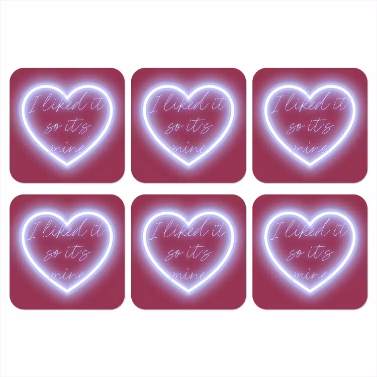 I liked it so it's mine - Neon hart - Roze onderzetter kurk middel -3d