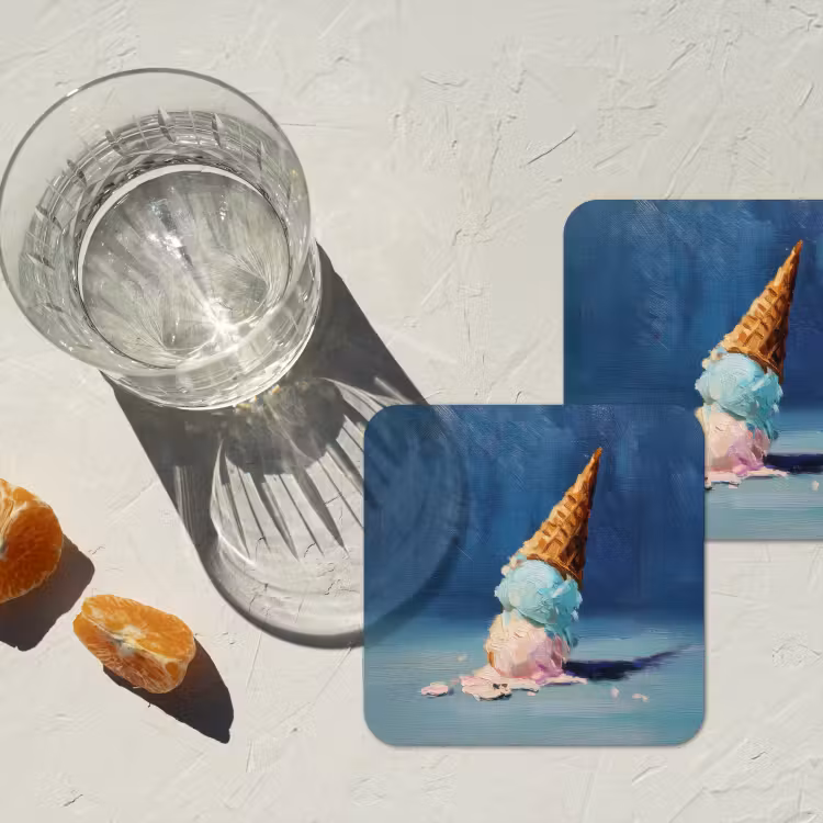 Ijshoorn - Bolletjes - Smelt - Roze onderzetter kurk middel -sfeer4