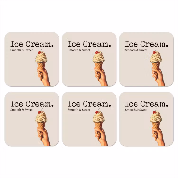Ice cream - Softijs - Kleurrijk - Kers onderzetter kurk middel -3d