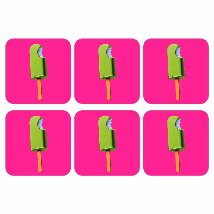 Ijsje - Stokje - Minimalistisch - Groen onderzetter kurk middel -3d