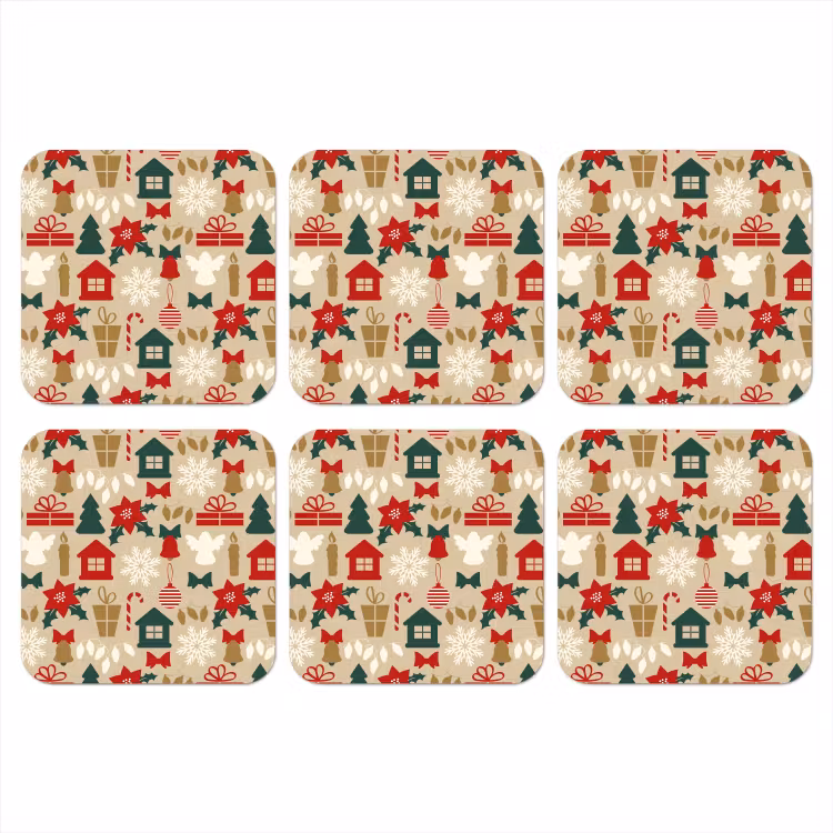 Illustratie - Kerst - Beige onderzetter kurk middel 366 -3d