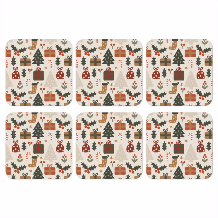 Illustratie - Kerstfiguren - Beige onderzetter kurk middel 366 -3d