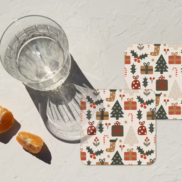 Illustratie - Kerstfiguren - Beige onderzetter kurk middel 366 -sfeer4