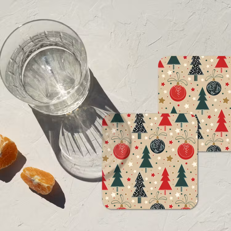 Illustratie - Kerst - Sterren onderzetter kurk middel 366 -sfeer4