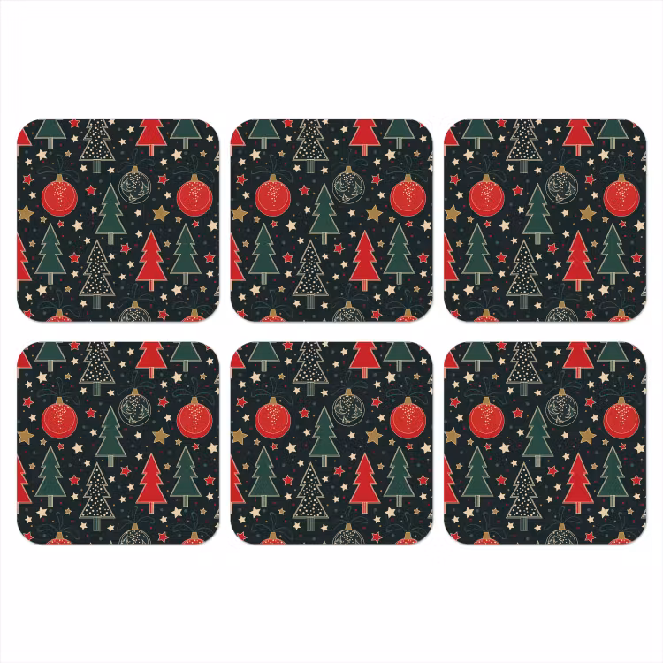Illustratie - Kerst - Sterren - Groen onderzetter kurk middel 366 -3d