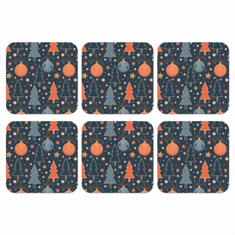 Illustratie - Kerst - Symbolen - Blauw onderzetter kurk middel 366 -3d