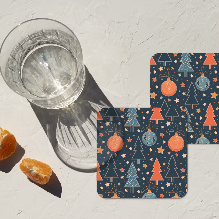 Illustratie - Kerst - Symbolen - Blauw onderzetter kurk middel 366 -sfeer4
