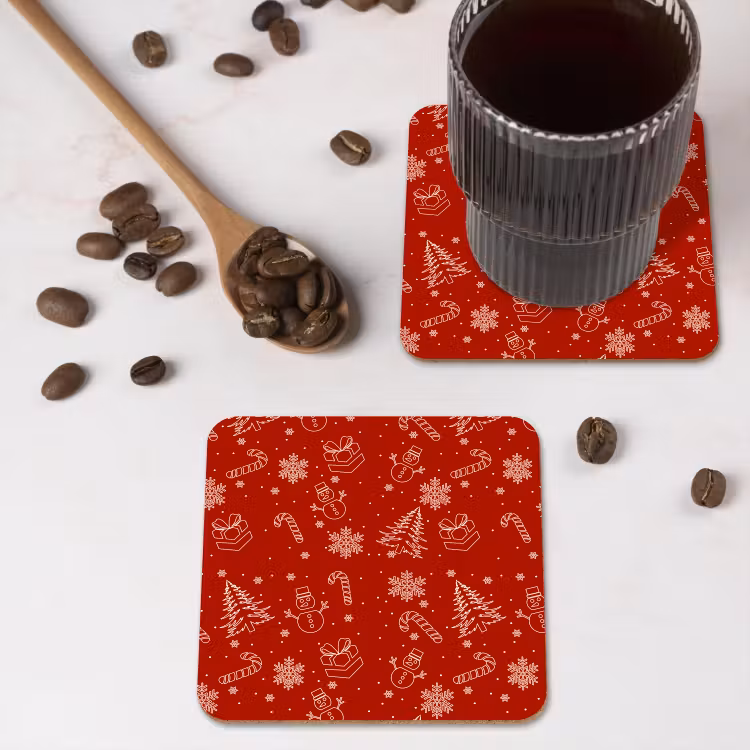 Illustratie - Kerstsymbolen - Rood onderzetter kurk middel 366 -sfeer2