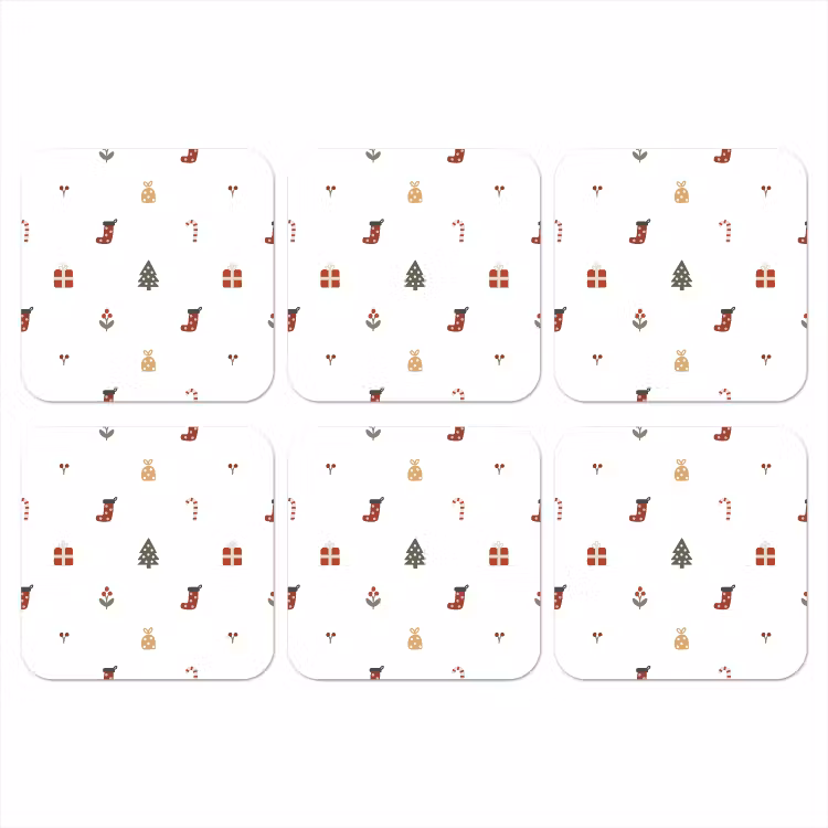 Illustratie - Kerstsymbolen - Wit onderzetter kurk middel 366 -3d