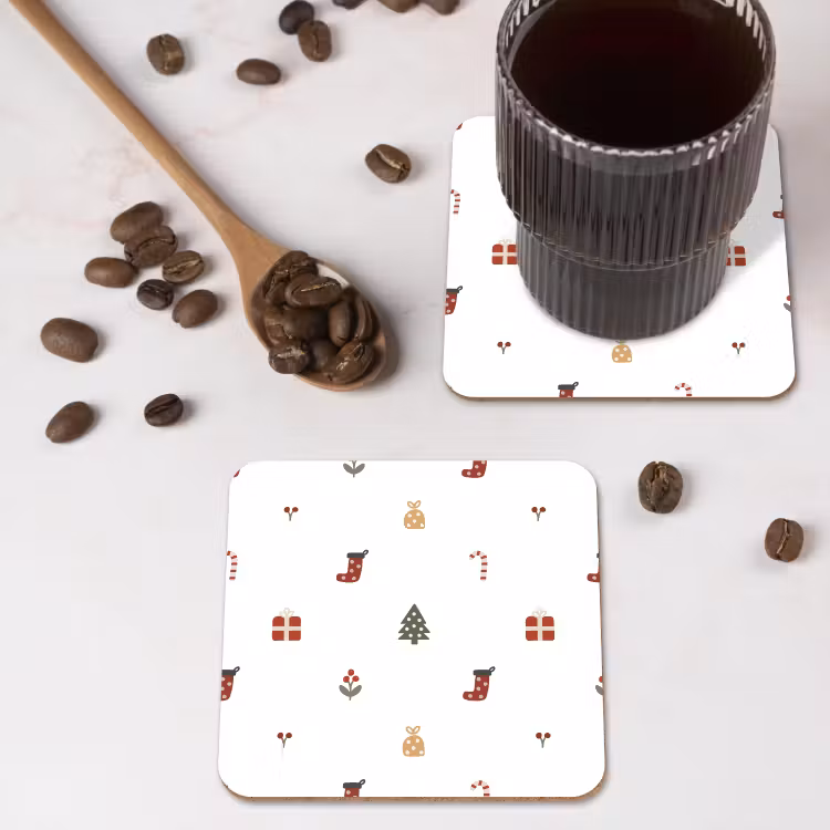 Illustratie - Kerstsymbolen - Wit onderzetter kurk middel 366 -sfeer2
