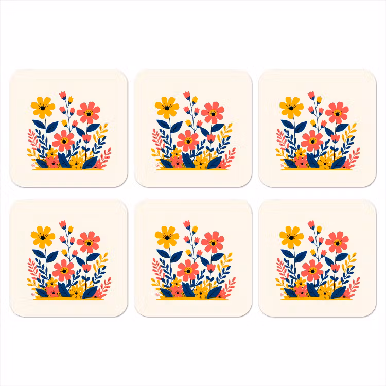 Illustratie - Bloemen - Bladeren - Roze onderzetter kurk middel -3d