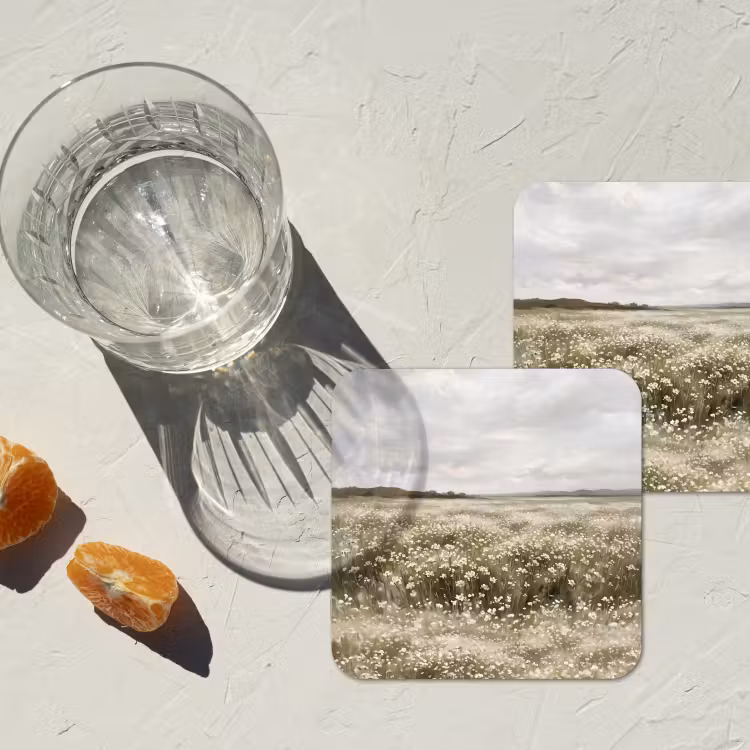 Illustratie - Landschap - Wit onderzetter kurk middel -sfeer4