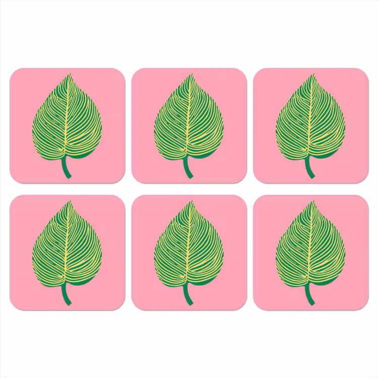Illustratie - Blad - Minimalistisch - Groen onderzetter kurk middel -3d