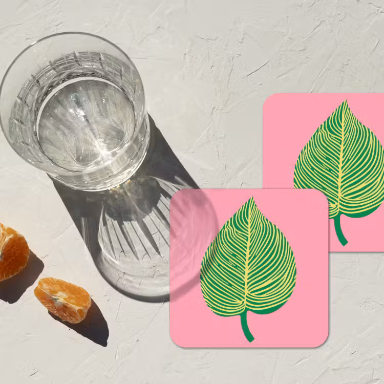 Illustratie - Blad - Minimalistisch - Groen onderzetter kurk middel -sfeer4