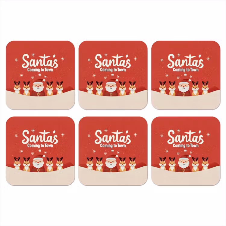 Illustratie - Kerstman - Rendieren - Rood onderzetter kurk middel -3d
