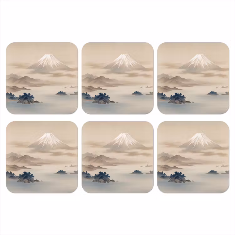 Japans - Landschap - Beige onderzetter kurk middel -3d