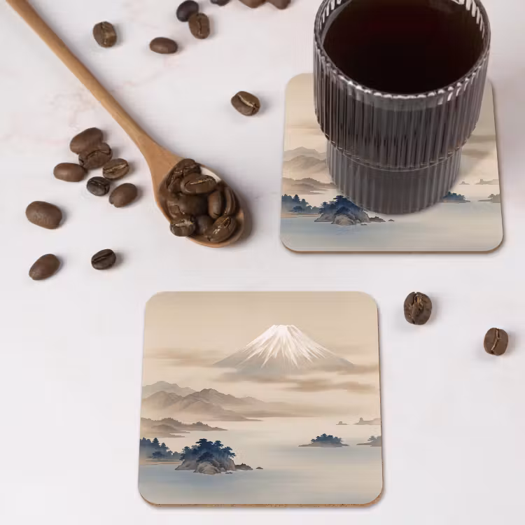 Japans - Landschap - Beige onderzetter kurk middel -sfeer2