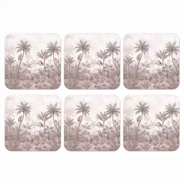 Jungle - Dieren - Palmbomen onderzetter kurk middel -3d