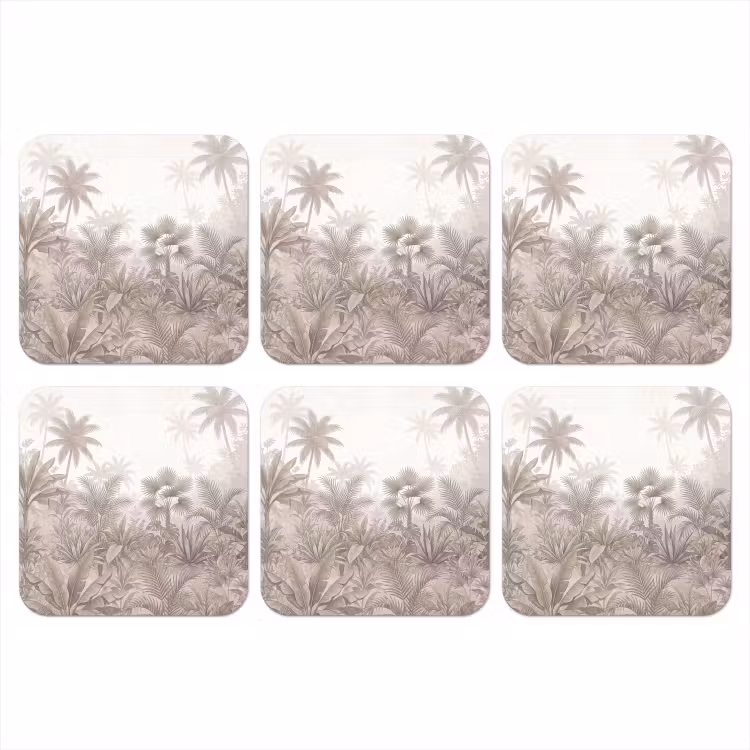 Jungle - Tropisch - Natuur -Vintage - Beige onderzetter kurk middel -3d