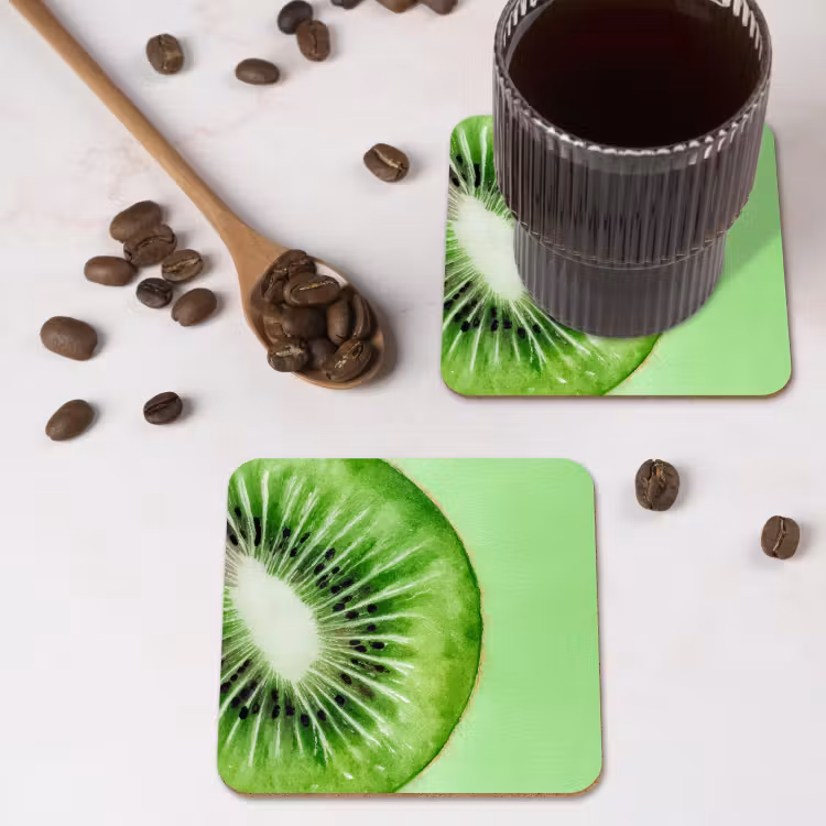 Kiwi - Groen - Fris onderzetter kurk middel -sfeer2