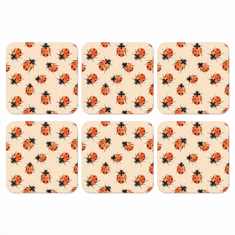 Lieveheersbeestjes - Patroon - Rood onderzetter kurk middel 366 -3d