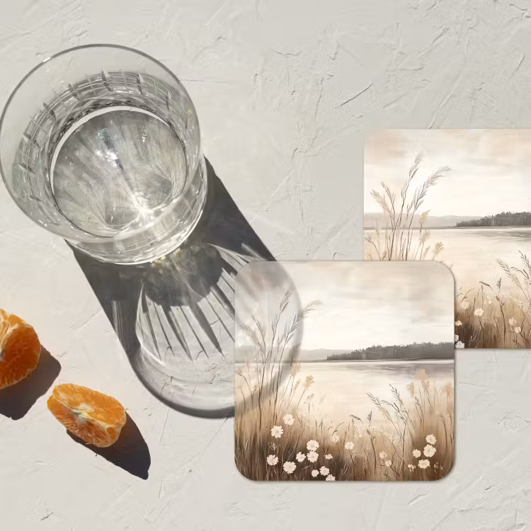 Meer - Water - Natuur - Beige onderzetter kurk middel -sfeer4
