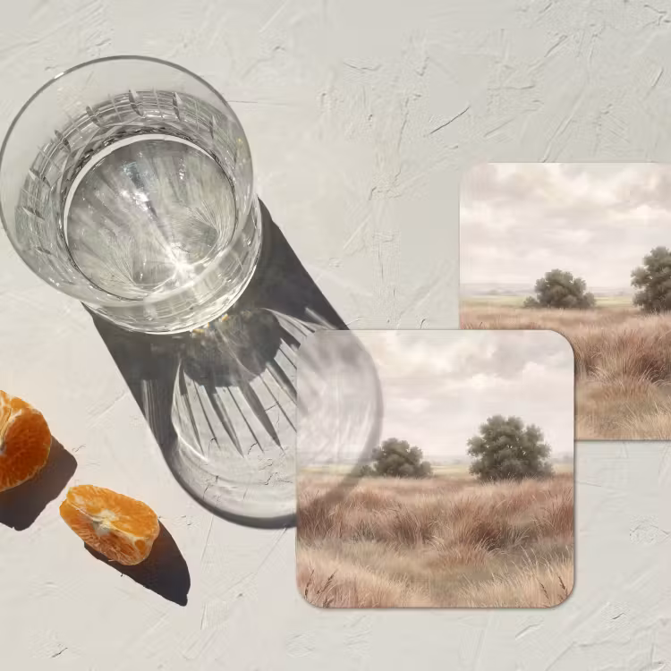 Landschap - Minimalistisch - Beige onderzetter kurk middel -sfeer4