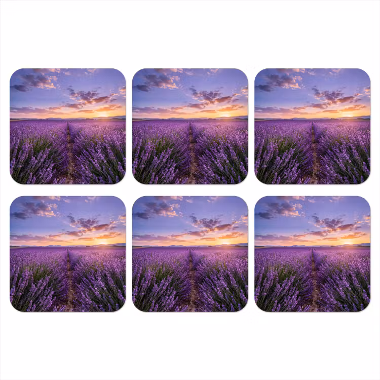 Lavendel - Veld - Natuur - Paars onderzetter kurk middel -3d