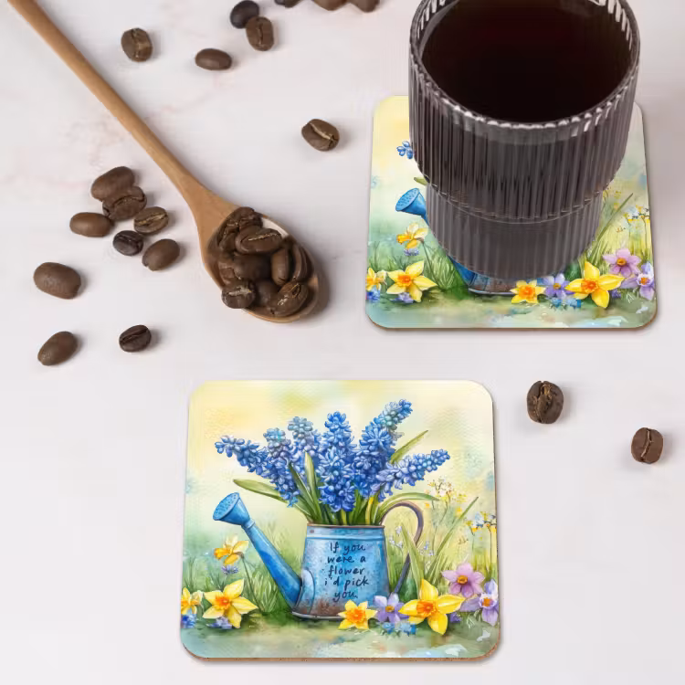 Lavendelbloemen - Quote - Gieter onderzetter kurk middel -sfeer2