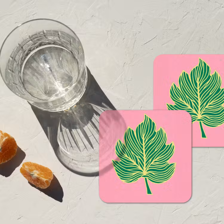 Blad - Groen - Illustratie - Minimalistisch onderzetter kurk middel -sfeer4