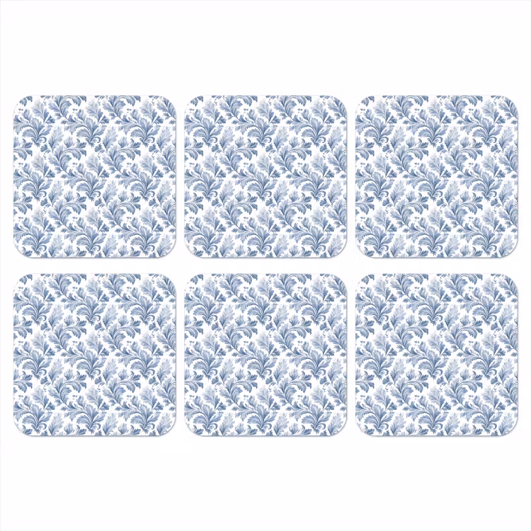 Bladeren  - Blauw - Patroon onderzetter kurk middel 366 -3d