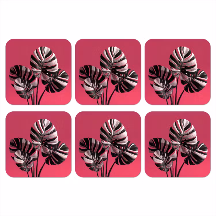 Bladeren - Rond - Roze onderzetter kurk middel -3d